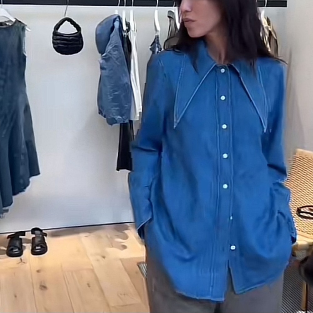 ISO — COS Dagger Collar Tie Denim Button Down